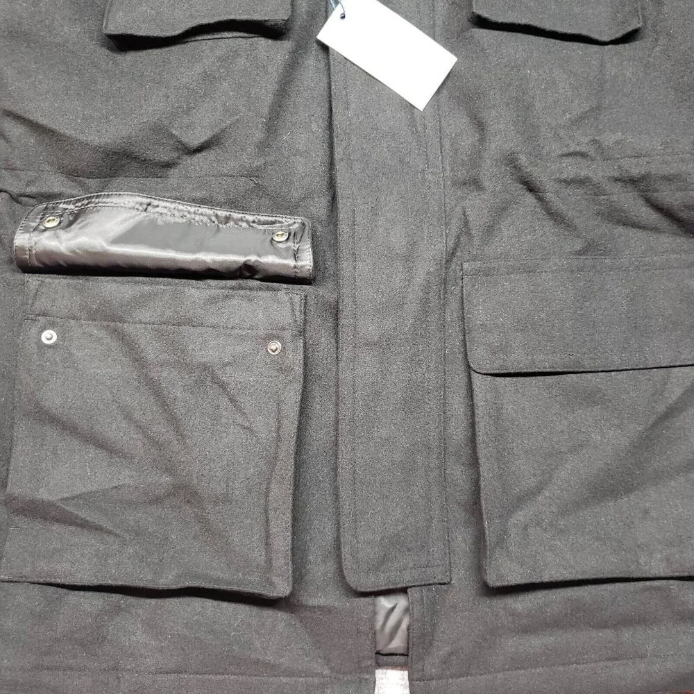 Chaps Jacket Coat Mens 44 Reg Black Waist Length 4 Pocket Full Zip Lined New